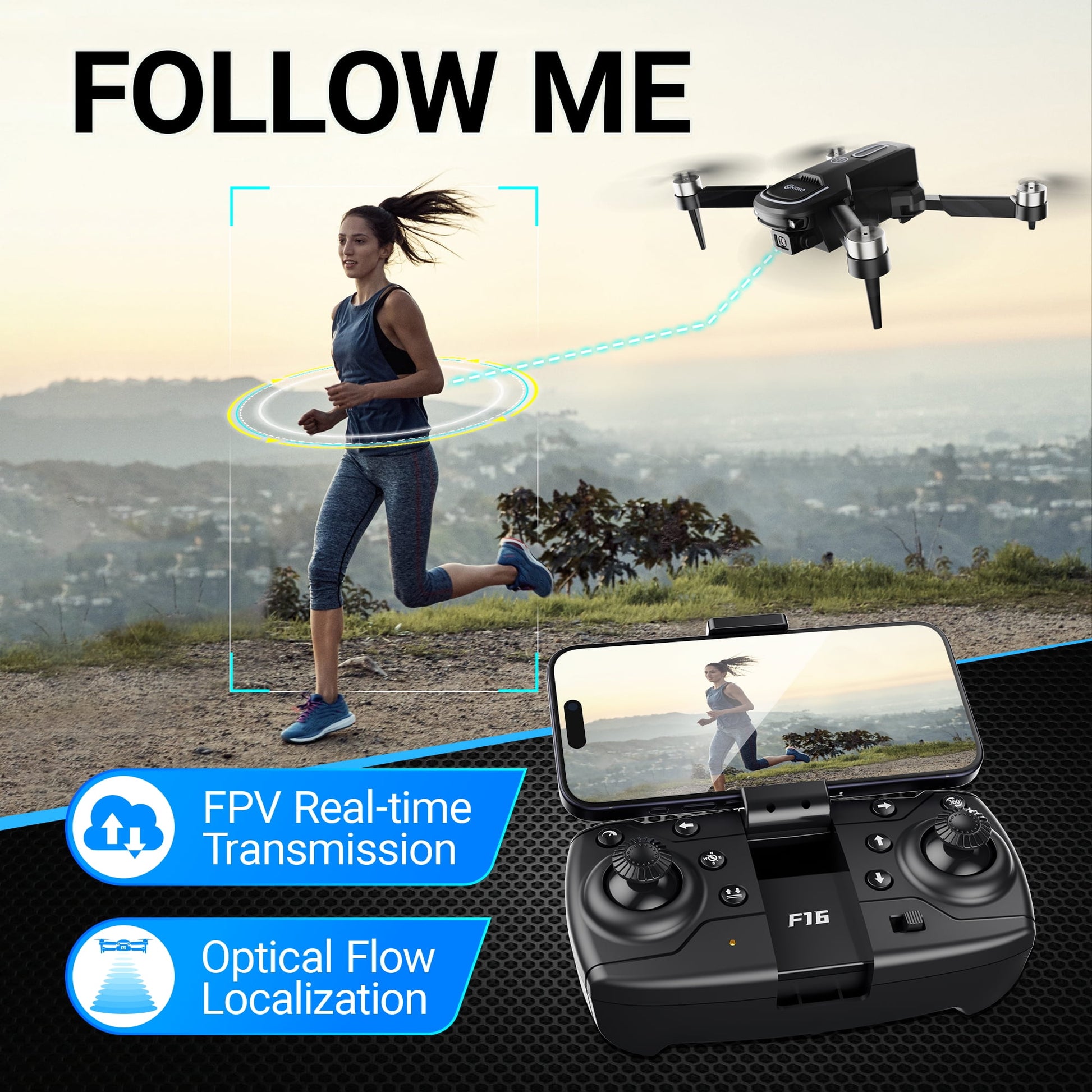 F16 Stunt Drones for Adults and Kids with 1080P Camera & Brushless Motor, 17-Minute Flight Time, Graphite