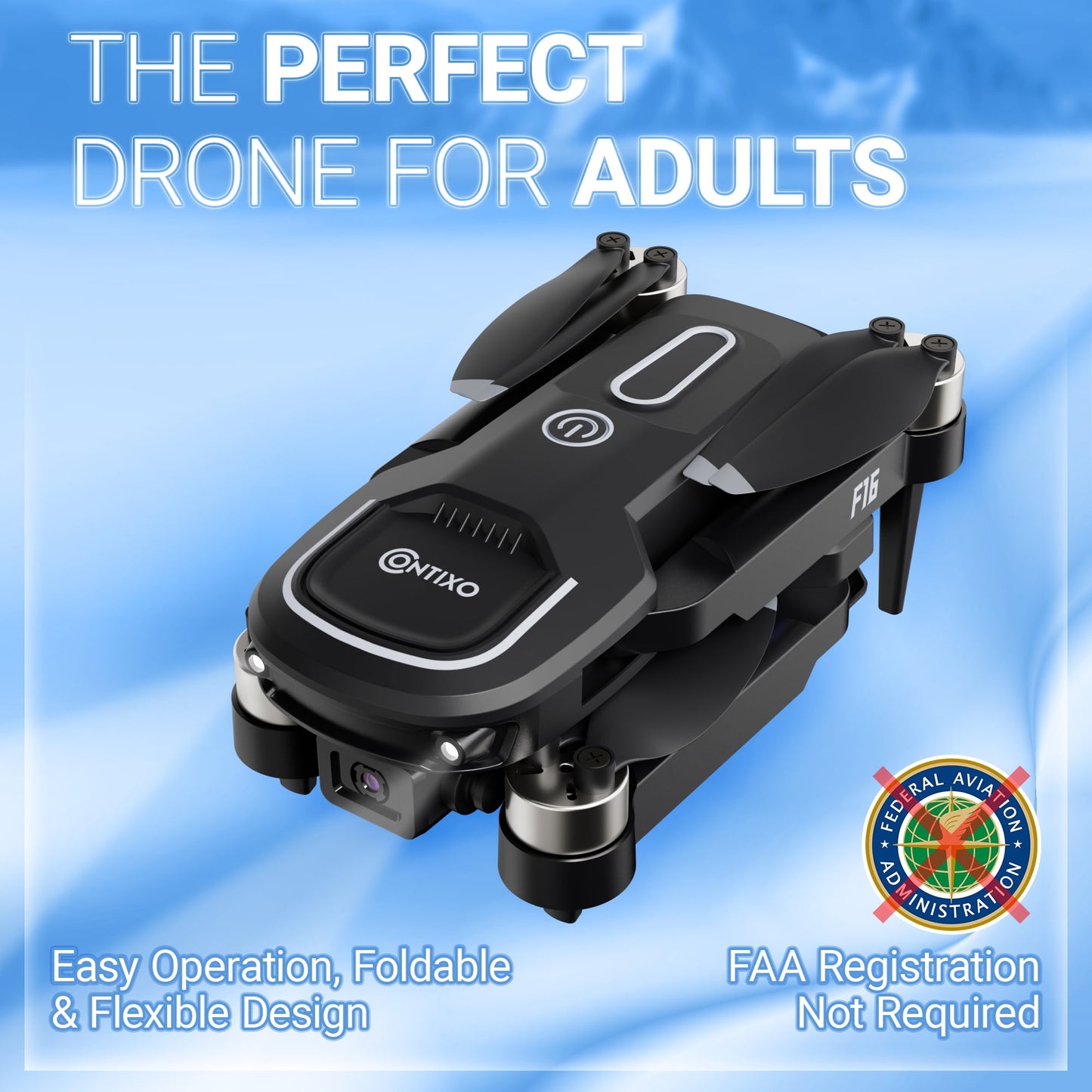 F16 Stunt Drones for Adults and Kids with 1080P Camera & Brushless Motor, 17-Minute Flight Time, Graphite