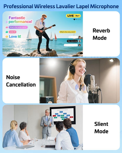 Pink Wireless Lavalier Microphone for Iphone & Android - Mini Clip-On Mic with Noise Cancellation, 65Ft Range, 8H Battery, Usb-C/Lightning - for Tiktok, Youtube, Podcast, Live Streaming