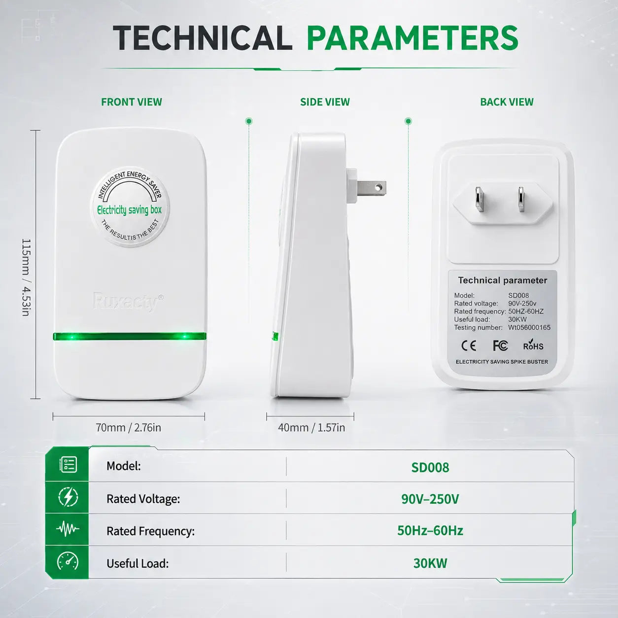 Compact Indoor Plug-In Device with Built-In Indicator Light, US Plug Style for Home, Bedroom, Office and Dorm