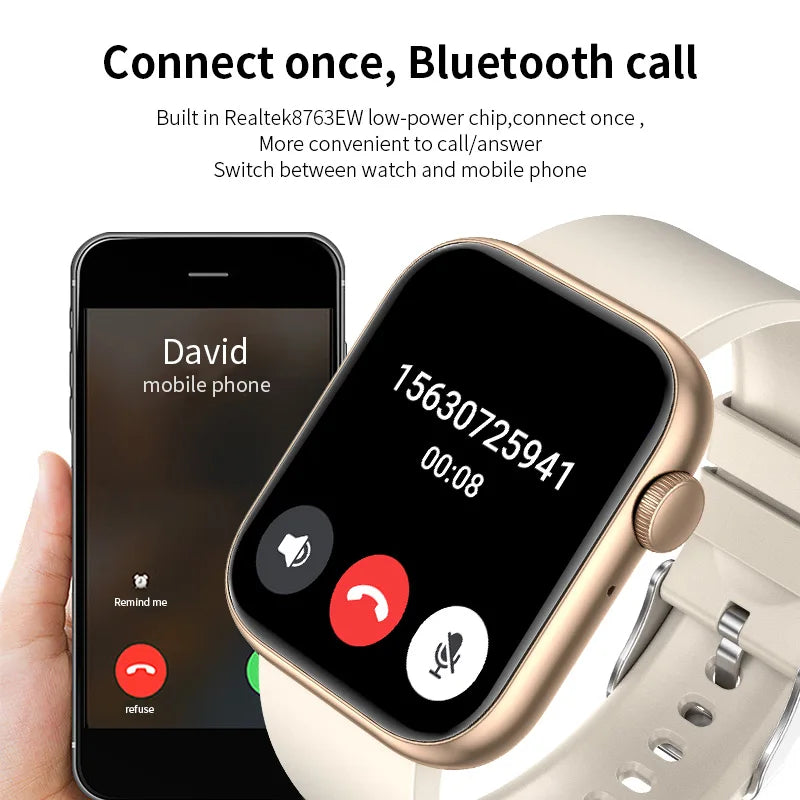New Smart Watch 2025 Wireless Charging Smartwatch Bluetooth Calls Men Women Smartwatches Fitness Bracelet Custom Watch Face